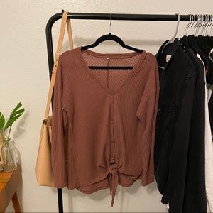 Urban Outfitters Waffle Knit Tie Sweater Cardigan